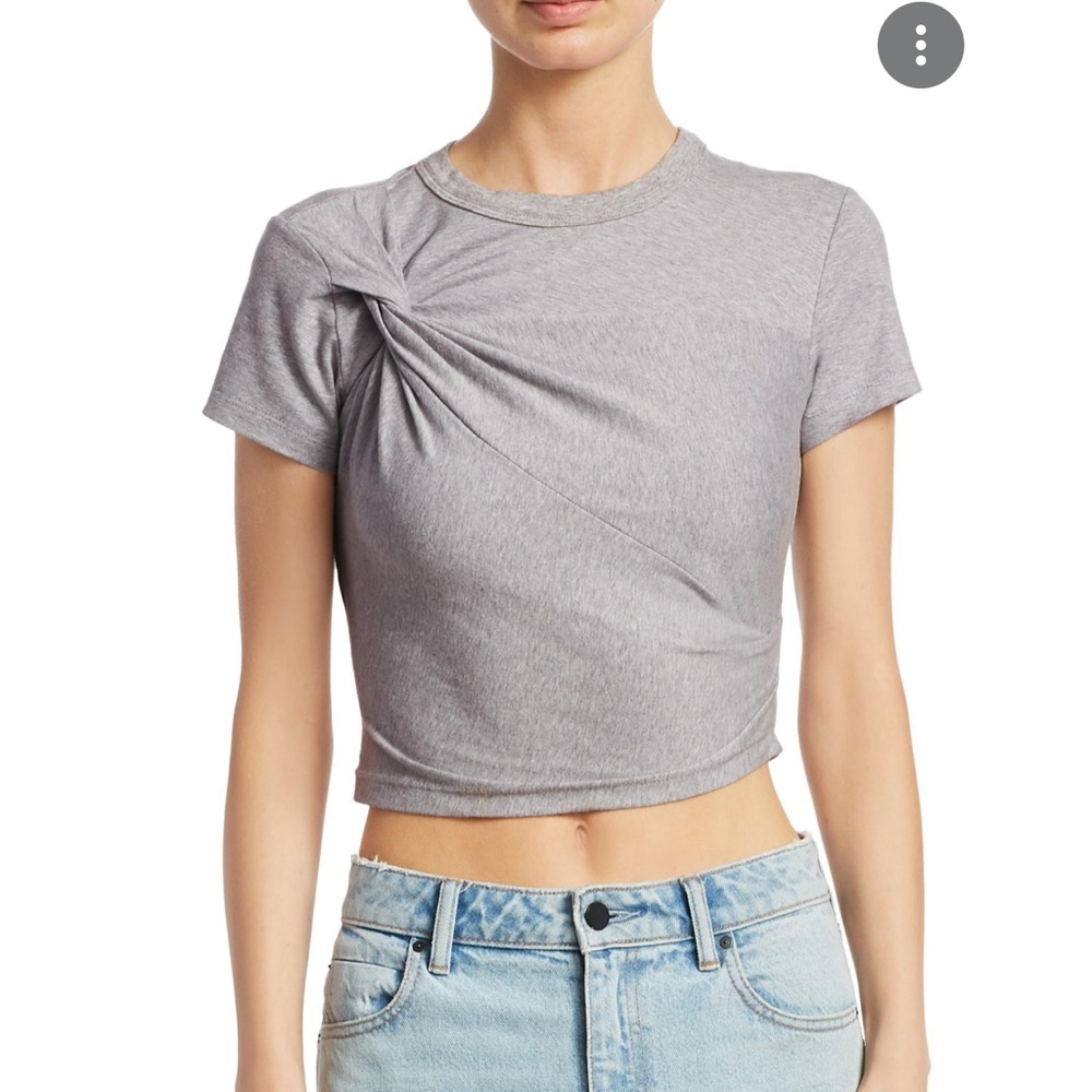 T by Alexander McQueen Grey Crop Twist Top Size M
